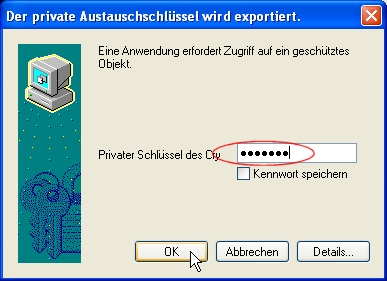 Passwort für den privaten Schlüssel