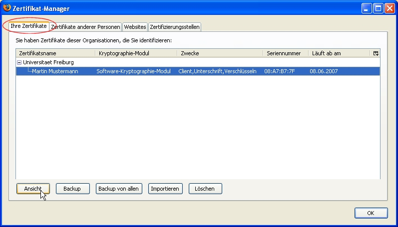 Eigene Zertifikate