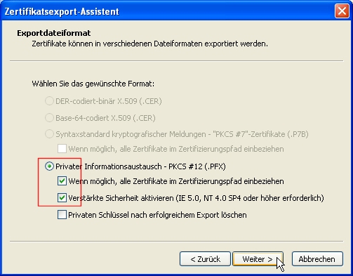 Hohe Sicherheit beim Export