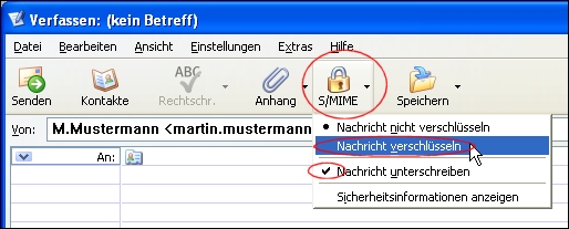 Sicherheitseinstellungen für eine einzelne Mail